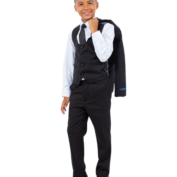 Perry Ellis Slim Fit Boys Suit 4-Piece Set Size 8 Black Missing The Pants - Picture 3 of 16